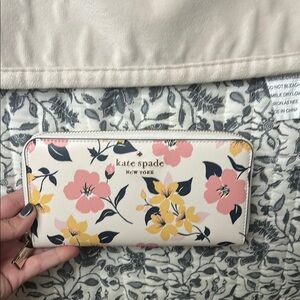 Kate Spade Cream and Yellow Wallet with Floral Design
